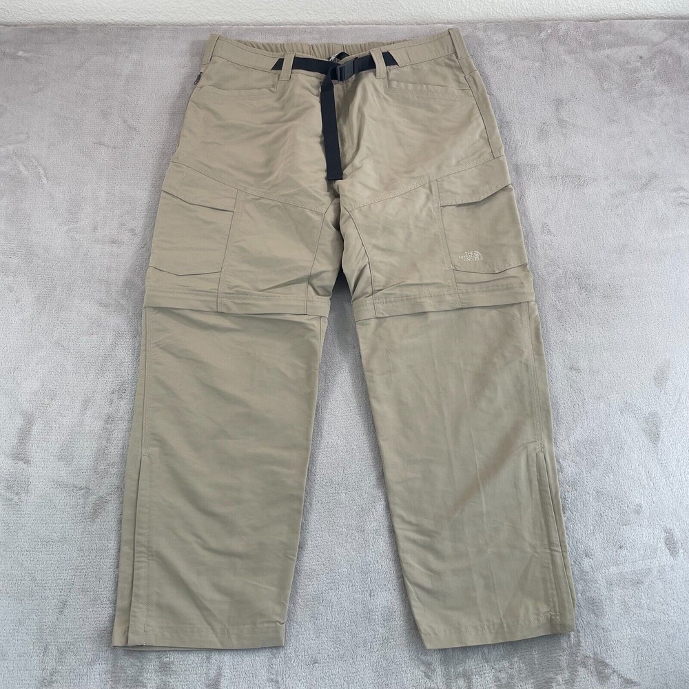 THE NORTH FACE Paramount Peak Convertible Pants Men XL Beige Nylon GorpCore Hike